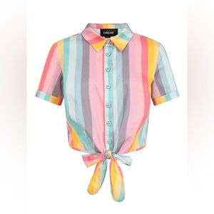 NWT Collectif Sammy Dreamy rainbow stripe tie blouse - M